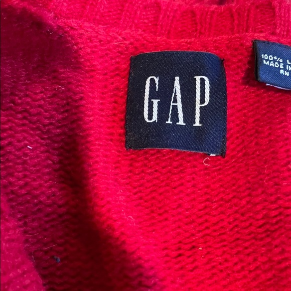 GAP Vintage 100% Lambswool Vneck Large Red Sweater - Picture 5 of 14